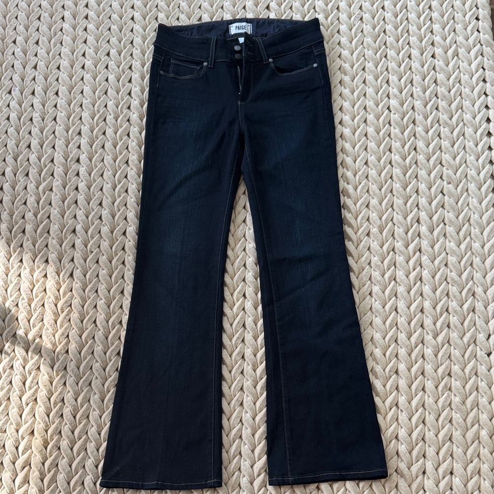 PAIGE Women's Dark Hidden Hills Boot cut Jeans in petite size 28